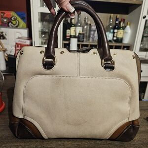Furla Tan Royal Popper Colour Block Suede & Leather Bag
